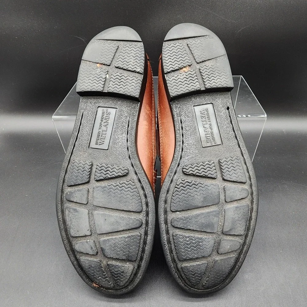 Sperry 11 Brown Leather Wetlands Penny Loafer Moccasin Preppy Nautical Boat READ